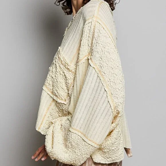 NWT POL V-Neck Long Sleeve Top with Stitch Detail - Picture 5 of 5